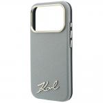 Husa Karl Lagerfeld Saffiano Small Script Metal Logo cu MagSafe compatibila cu iPhone 18 Pro / 17 Pro, Bej 7 - lerato.ro