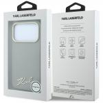 Husa Karl Lagerfeld Saffiano Small Script Metal Logo cu MagSafe compatibila cu iPhone 18 Pro / 17 Pro, Bej 9 - lerato.ro
