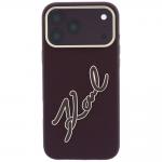 Husa Karl Lagerfeld Smooth Big Resin Signature Logo compatibila cu iPhone 18 Pro / 17 Pro, Burgundy 2 - lerato.ro