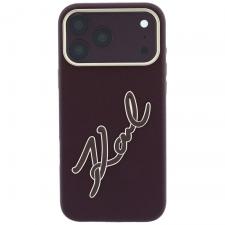 Husa Karl Lagerfeld Smooth Big Resin Signature Logo compatibila cu iPhone 18 Pro / 17 Pro, Burgundy