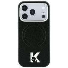 Husa Karl Lagerfeld Grained Elongated Logo cu MagSafe compatibila cu iPhone 18 Pro / 17 Pro, Negru