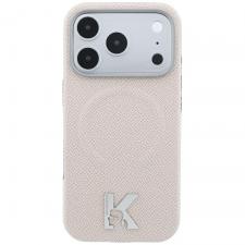 Husa Karl Lagerfeld Grained Embossed Ring Kameo Logo cu MagSafe compatibila cu iPhone 18 Pro Max / 17 Pro Max, Bej