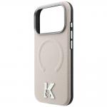 Husa Karl Lagerfeld Grained Embossed Ring Kameo Logo cu MagSafe compatibila cu iPhone 18 Pro Max / 17 Pro Max, Bej 7 - lerato.ro