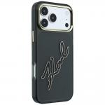 Husa Karl Lagerfeld IML Big Signature Resin Metal Frame compatibila cu iPhone 18 Pro / 17 Pro, Negru 5 - lerato.ro