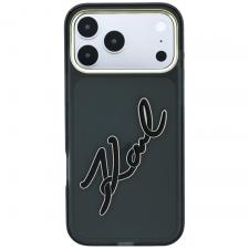 Husa Karl Lagerfeld IML Big Signature Resin Metal Frame compatibila cu iPhone 18 Pro Max / 17 Pro Max, Negru