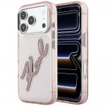 Husa Karl Lagerfeld IML Big Signature Resin Metal Frame compatibila cu iPhone 18 Pro Max / 17 Pro Max, Roz 4 - lerato.ro