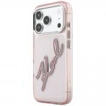 Husa Karl Lagerfeld IML Big Signature Resin Metal Frame compatibila cu iPhone 18 Pro Max / 17 Pro Max, Roz 3 - lerato.ro