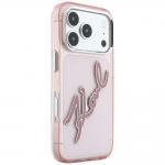 Husa Karl Lagerfeld IML Big Signature Resin Metal Frame compatibila cu iPhone 18 Pro Max / 17 Pro Max, Roz 5 - lerato.ro