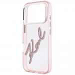 Husa Karl Lagerfeld IML Big Signature Resin Metal Frame compatibila cu iPhone 18 Pro Max / 17 Pro Max, Roz 7 - lerato.ro
