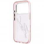 Husa Karl Lagerfeld IML Big Signature Resin Metal Frame compatibila cu iPhone 18 Pro Max / 17 Pro Max, Roz 8 - lerato.ro