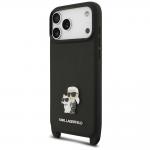 Husa Karl Lagerfeld Saffiano Karl and Choupette Metal Pin CBDY Strap compatibila cu iPhone 18 Pro / 17 Pro, Negru 4 - lerato.ro