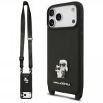 Husa Karl Lagerfeld Saffiano Karl and Choupette Metal Pin CBDY Strap compatibila cu iPhone 18 Pro Max / 17 Pro Max, Negru 2 - lerato.ro