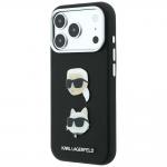 Husa Karl Lagerfeld Saffiano Karl and Choupette Heads Pins and Logo compatibila cu iPhone 18 Pro / 17 Pro, Negru 3 - lerato.ro