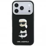 Husa Karl Lagerfeld Saffiano Karl and Choupette Heads Pins and Logo compatibila cu iPhone 18 Pro / 17 Pro, Negru 2 - lerato.ro