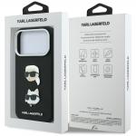 Husa Karl Lagerfeld Saffiano Karl and Choupette Heads Pins and Logo compatibila cu iPhone 18 Pro / 17 Pro, Negru 9 - lerato.ro