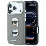 Husa Karl Lagerfeld Saffiano Karl and Choupette Heads Pins and Logo compatibila cu iPhone 18 Pro / 17 Pro, Gri 4 - lerato.ro