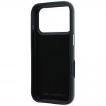 Husa Karl Lagerfeld Saffiano Karl and Choupette Heads Pins and Logo compatibila cu iPhone 18 Pro / 17 Pro, Gri 8 - lerato.ro