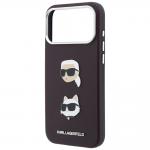 Husa Karl Lagerfeld Saffiano Karl and Choupette Heads Pins Strap Logo compatibila cu iPhone 18 Pro / 17 Pro, Burgundy 8 - lerato.ro