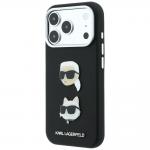 Husa Karl Lagerfeld Saffiano Karl and Choupette Heads Pins Strap Logo compatibila cu iPhone 18 Pro / 17 Pro, Negru 4 - lerato.ro
