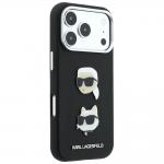 Husa Karl Lagerfeld Saffiano Karl and Choupette Heads Pins Strap Logo compatibila cu iPhone 18 Pro / 17 Pro, Negru 6 - lerato.ro