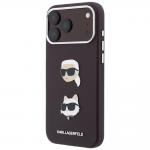 Husa Karl Lagerfeld Saffiano Karl and Choupette Heads Pins Strap Logo compatibila cu iPhone 18 Pro Max / 17 Pro Max, Burgundy 4 - lerato.ro