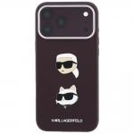 Husa Karl Lagerfeld Saffiano Karl and Choupette Heads Pins Strap Logo compatibila cu iPhone 18 Pro Max / 17 Pro Max, Burgundy 5 - lerato.ro