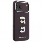 Husa Karl Lagerfeld Saffiano Karl and Choupette Heads Pins Strap Logo compatibila cu iPhone 18 Pro Max / 17 Pro Max, Burgundy 6 - lerato.ro