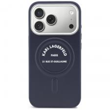 Husa Karl Lagerfeld Embossed Open Ring RSG Logo cu MagSafe compatibila cu iPhone 18 Pro / 17 Pro, Albastru