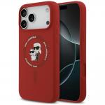Husa Karl Lagerfeld Silicone Karl and Choupette Ring cu MagSafe compatibila cu iPhone 18 Pro Max / 17 Pro Max, Rosu 4 - lerato.ro