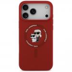 Husa Karl Lagerfeld Silicone Karl and Choupette Ring cu MagSafe compatibila cu iPhone 18 Pro Max / 17 Pro Max, Rosu 2 - lerato.ro