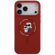Husa Karl Lagerfeld Silicone Karl and Choupette Ring cu MagSafe compatibila cu iPhone 18 Pro Max / 17 Pro Max, Rosu