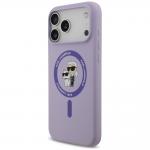 Husa Karl Lagerfeld Silicone Karl and Choupette Ring cu MagSafe compatibila cu iPhone 18 Pro Max / 17 Pro Max, Mov 3 - lerato.ro