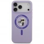 Husa Karl Lagerfeld Silicone Karl and Choupette Ring cu MagSafe compatibila cu iPhone 18 Pro Max / 17 Pro Max, Mov 2 - lerato.ro