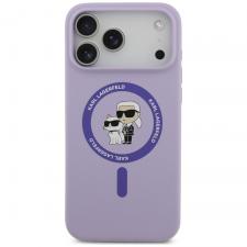 Husa Karl Lagerfeld Silicone Karl and Choupette Ring cu MagSafe compatibila cu iPhone 18 Pro Max / 17 Pro Max, Mov
