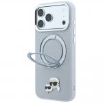 Husa Karl Lagerfeld Ring Stand 360 Karl and Choupette Heads Pin cu MagSafe compatibila cu iPhone 18 Pro Max / 17 Pro Max, Gri 3 - lerato.ro