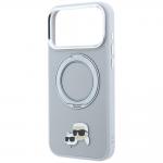 Husa Karl Lagerfeld Ring Stand 360 Karl and Choupette Heads Pin cu MagSafe compatibila cu iPhone 18 Pro Max / 17 Pro Max, Gri 7 - lerato.ro