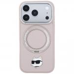 Husa Karl Lagerfeld Ring Stand 360 Karl and Choupette Heads Pin cu MagSafe compatibila cu iPhone 18 Pro Max / 17 Pro Max, Roz 2 - lerato.ro