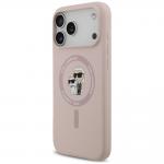 Husa Karl Lagerfeld Silicone Karl and Choupette Ring cu MagSafe compatibila cu iPhone 18 Pro Max / 17 Pro Max, Roz 3 - lerato.ro