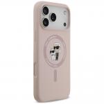 Husa Karl Lagerfeld Silicone Karl and Choupette Ring cu MagSafe compatibila cu iPhone 18 Pro Max / 17 Pro Max, Roz 5 - lerato.ro