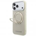 Husa Karl Lagerfeld Ring Stand 360 Saffiano Classic Logo cu MagSafe compatibila cu iPhone 18 Pro / 17 Pro, Bej 3 - lerato.ro
