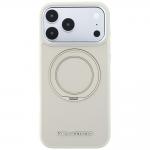 Husa Karl Lagerfeld Ring Stand 360 Saffiano Classic Logo cu MagSafe compatibila cu iPhone 18 Pro / 17 Pro, Bej 2 - lerato.ro