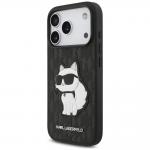 Husa Karl Lagerfeld Saffiano Mono Patch Choupette compatibila cu iPhone 18 Pro / 17 Pro, Negru 3 - lerato.ro