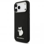 Husa Karl Lagerfeld Silicone Choupette Metal Pin compatibila cu iPhone 18 Pro Max / 17 Pro Max, Negru 3 - lerato.ro