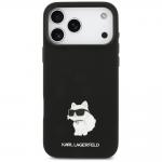 Husa Karl Lagerfeld Silicone Choupette Metal Pin compatibila cu iPhone 18 Pro Max / 17 Pro Max, Negru 2 - lerato.ro