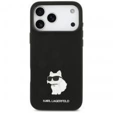 Husa Karl Lagerfeld Silicone Choupette Metal Pin compatibila cu iPhone 18 Pro Max / 17 Pro Max, Negru