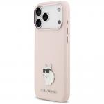 Husa Karl Lagerfeld Silicone Choupette Metal Pin compatibila cu iPhone 18 Pro Max / 17 Pro Max, Roz 3 - lerato.ro