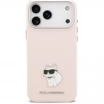 Husa Karl Lagerfeld Silicone Choupette Metal Pin compatibila cu iPhone 18 Pro Max / 17 Pro Max, Roz 2 - lerato.ro