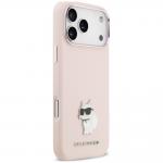 Husa Karl Lagerfeld Silicone Choupette Metal Pin compatibila cu iPhone 18 Pro Max / 17 Pro Max, Roz 5 - lerato.ro