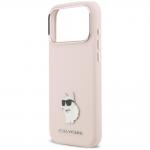 Husa Karl Lagerfeld Silicone Choupette Metal Pin compatibila cu iPhone 18 Pro Max / 17 Pro Max, Roz 7 - lerato.ro