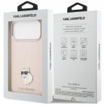 Husa Karl Lagerfeld Silicone Choupette Metal Pin compatibila cu iPhone 18 Pro Max / 17 Pro Max, Roz 9 - lerato.ro